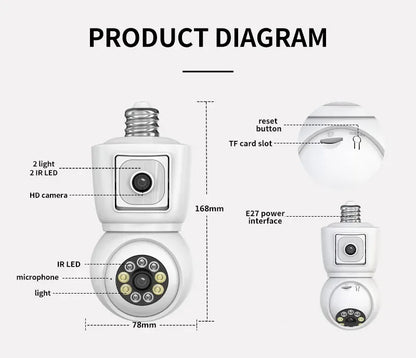 Double caméra de surveillance Vidéo Intelligente sur ampoule E27