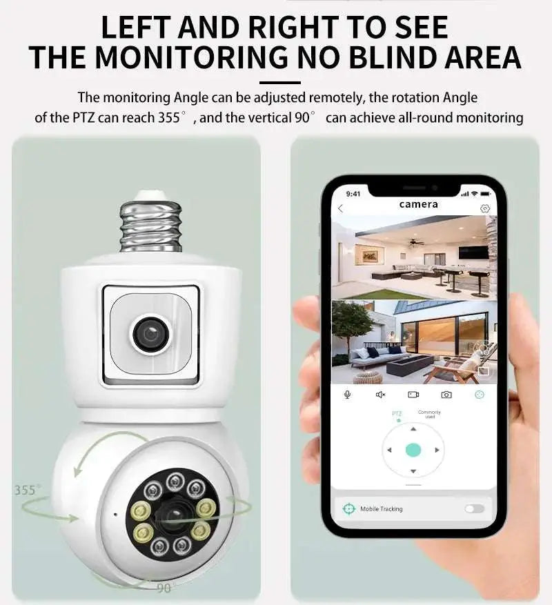 Double caméra de surveillance Vidéo Intelligente sur ampoule E27