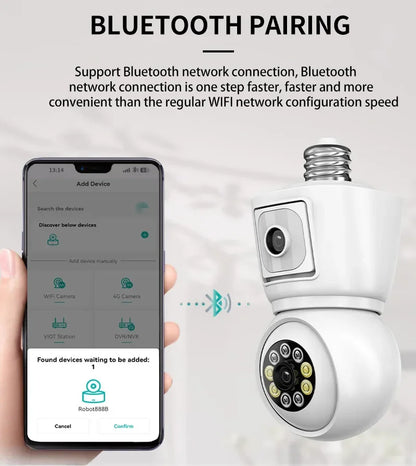 Double caméra de surveillance Vidéo Intelligente sur ampoule E27