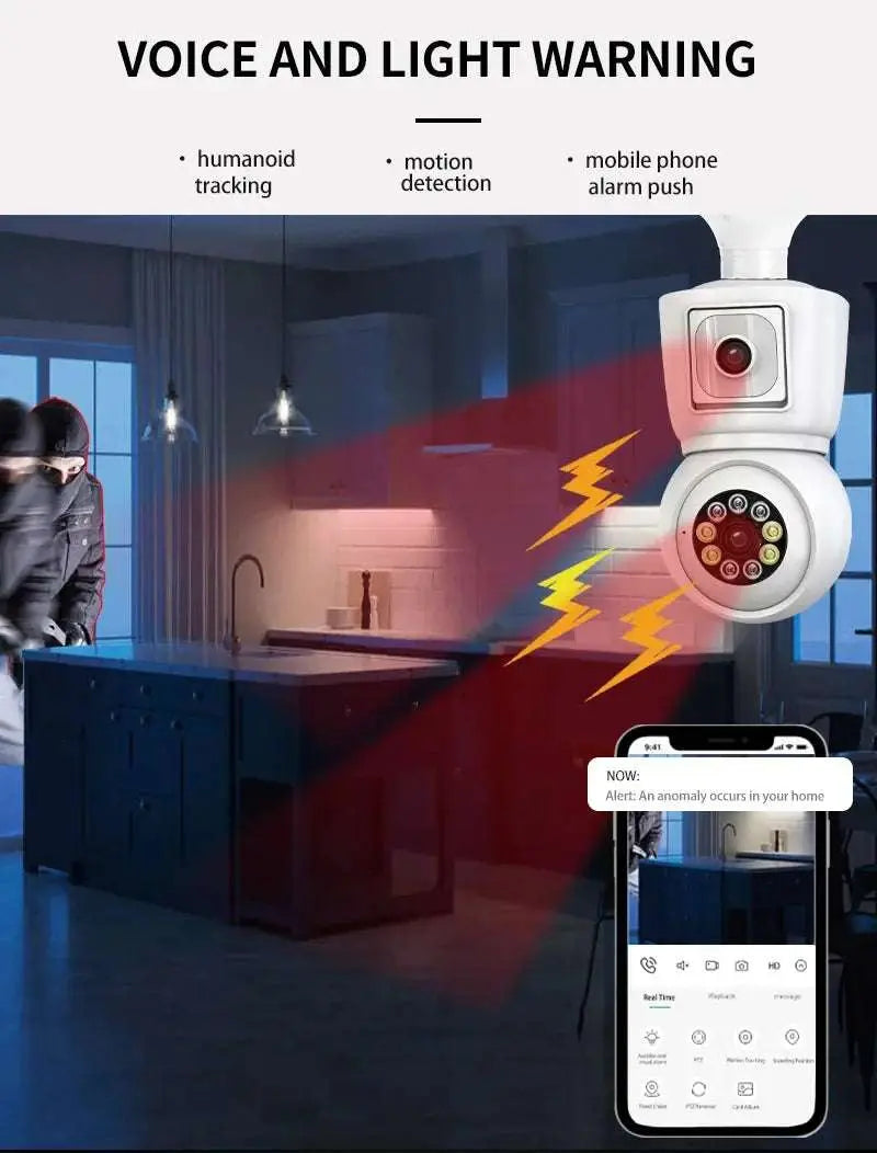 Double caméra de surveillance Vidéo Intelligente sur ampoule E27