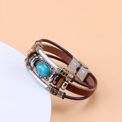 Bracelet Bohème Turquoise - Bracelet Cuir Vintage pour Femme | Elégant et Léger