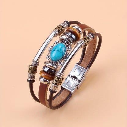 Bracelet Bohème Turquoise - Bracelet Cuir Vintage pour Femme | Elégant et Léger