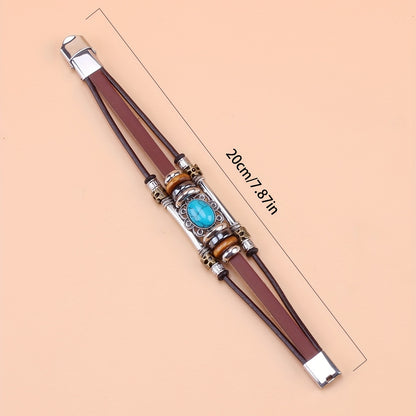 Bracelet Bohème Turquoise - Bracelet Cuir Vintage pour Femme | Elégant et Léger
