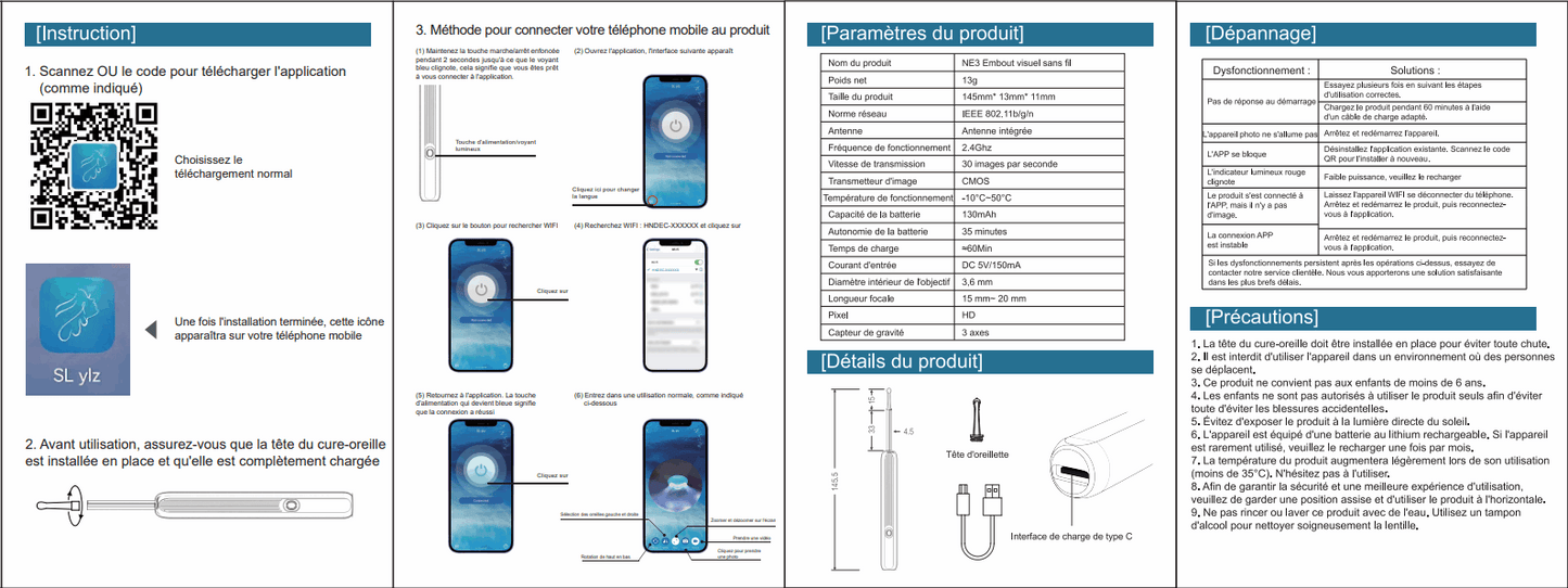 NE3 Otoscope oreille : suppression de cérumen.